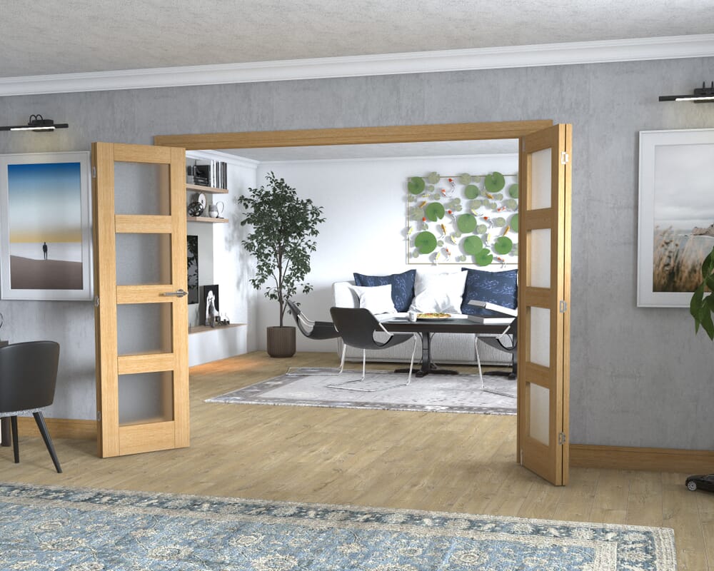 Oak 4L Frenchfold - Frosted (4 x 610mm Doors)