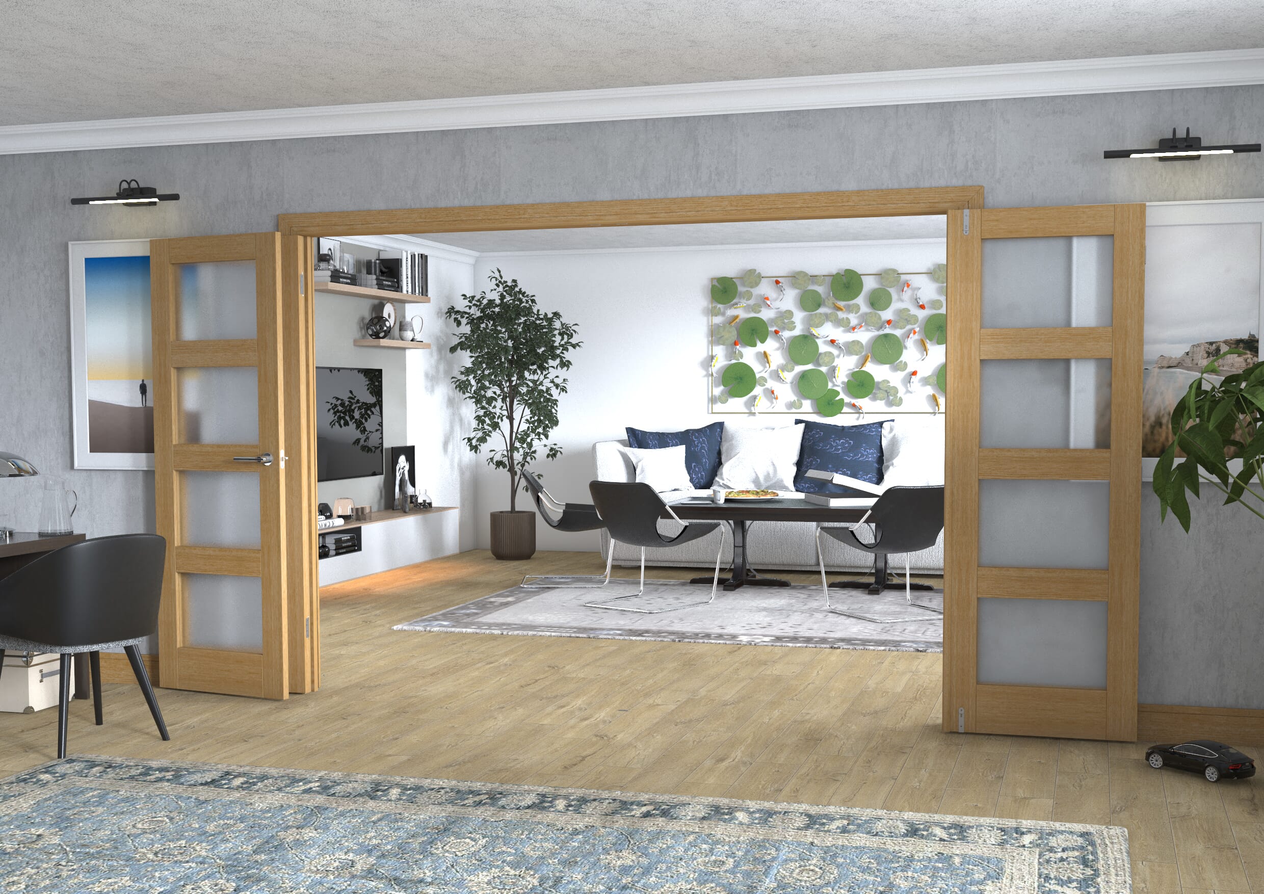Oak 4L Frenchfold - Frosted (4 x 686mm Doors)