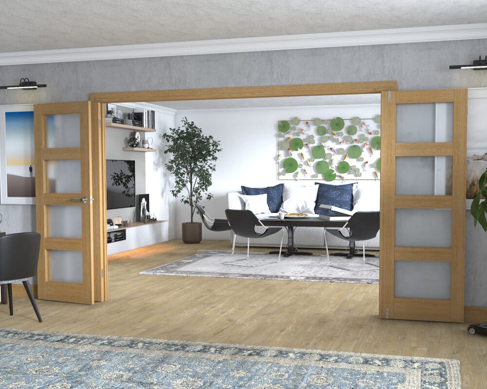 Oak 4L Frenchfold - Frosted (4 x 686mm Doors)
