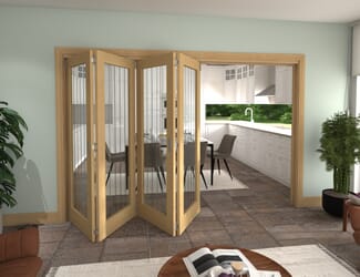 Oak Mexicano P10 Roomfold Grande - Clear with Frosted Lines Prefinished