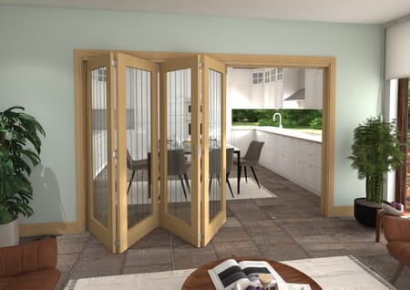 Oak Mexicano P10 Roomfold Grande - Clear with Frosted Lines Prefinished