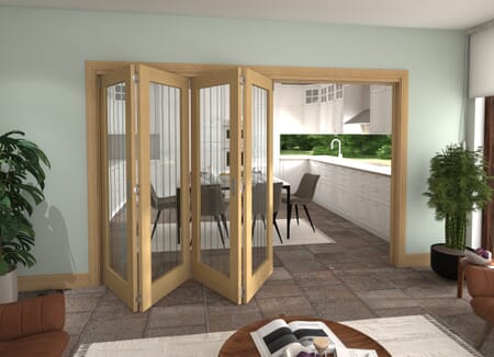 Oak Mexicano P10 Roomfold Grande - Clear with Frosted Lines Prefinished