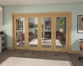 Oak Mexicano P10 Roomfold Grande - Clear with Frosted Lines Prefinished