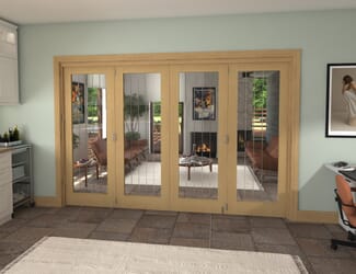 Oak Mexicano P10 Roomfold Grande - Clear with Frosted Lines Prefinished