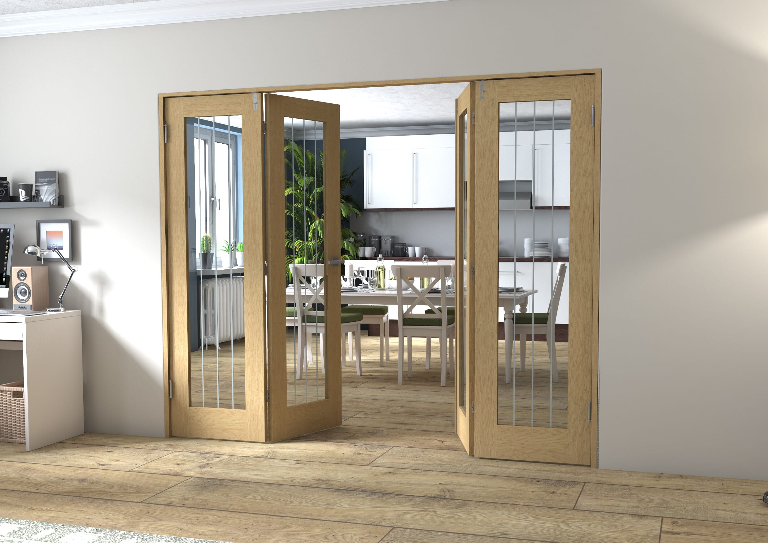 Oak Mexicano P10 Frenchfold - Clear with Frosted Lines Prefinished