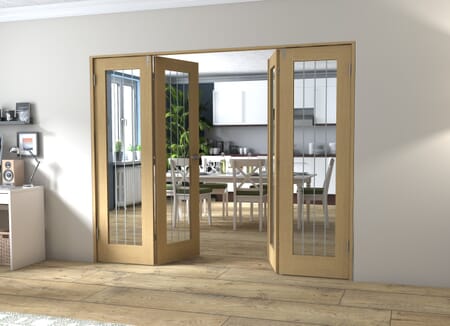Oak Mexicano P10 Frenchfold - Clear with Frosted Lines Prefinished