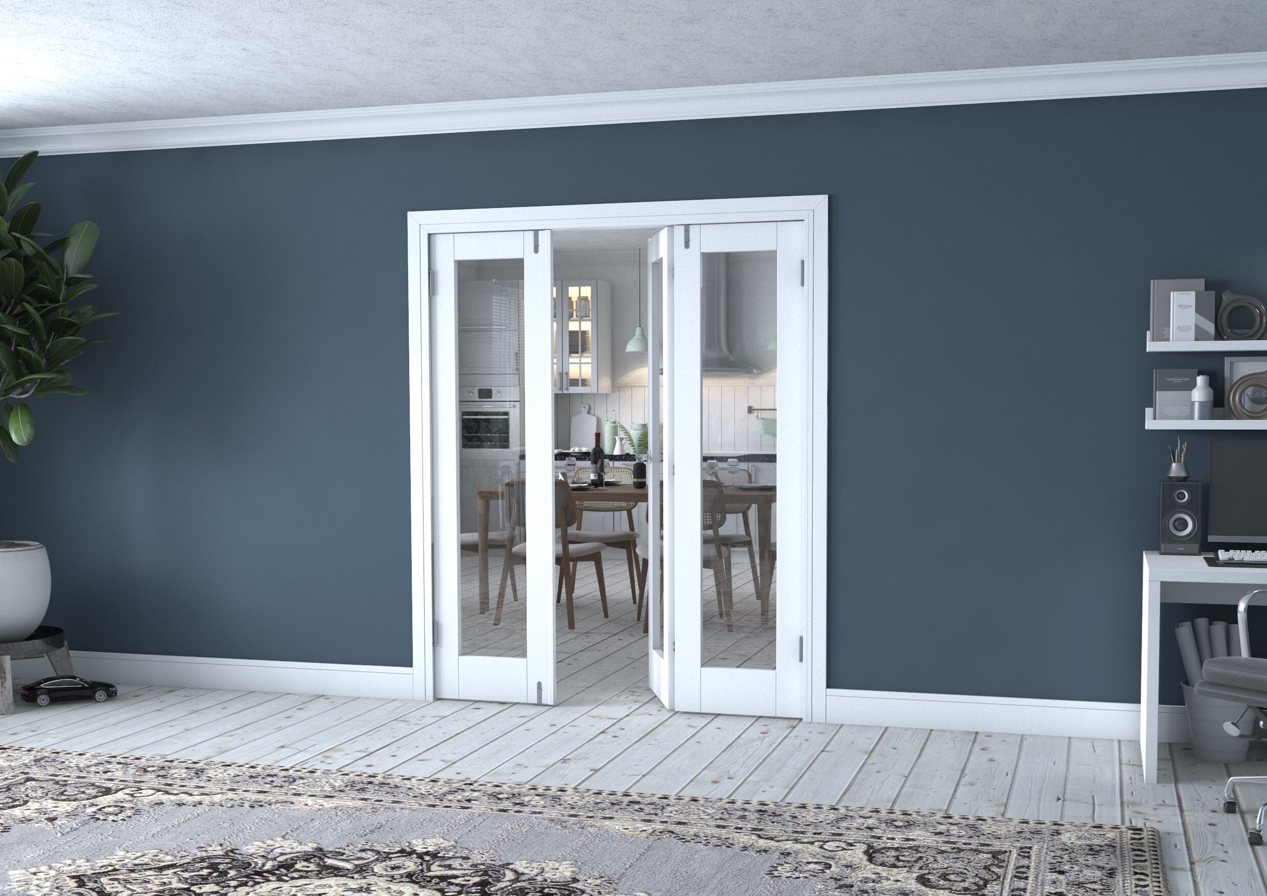 White P10 Frenchfold - Clear (3 x 533mm Doors)