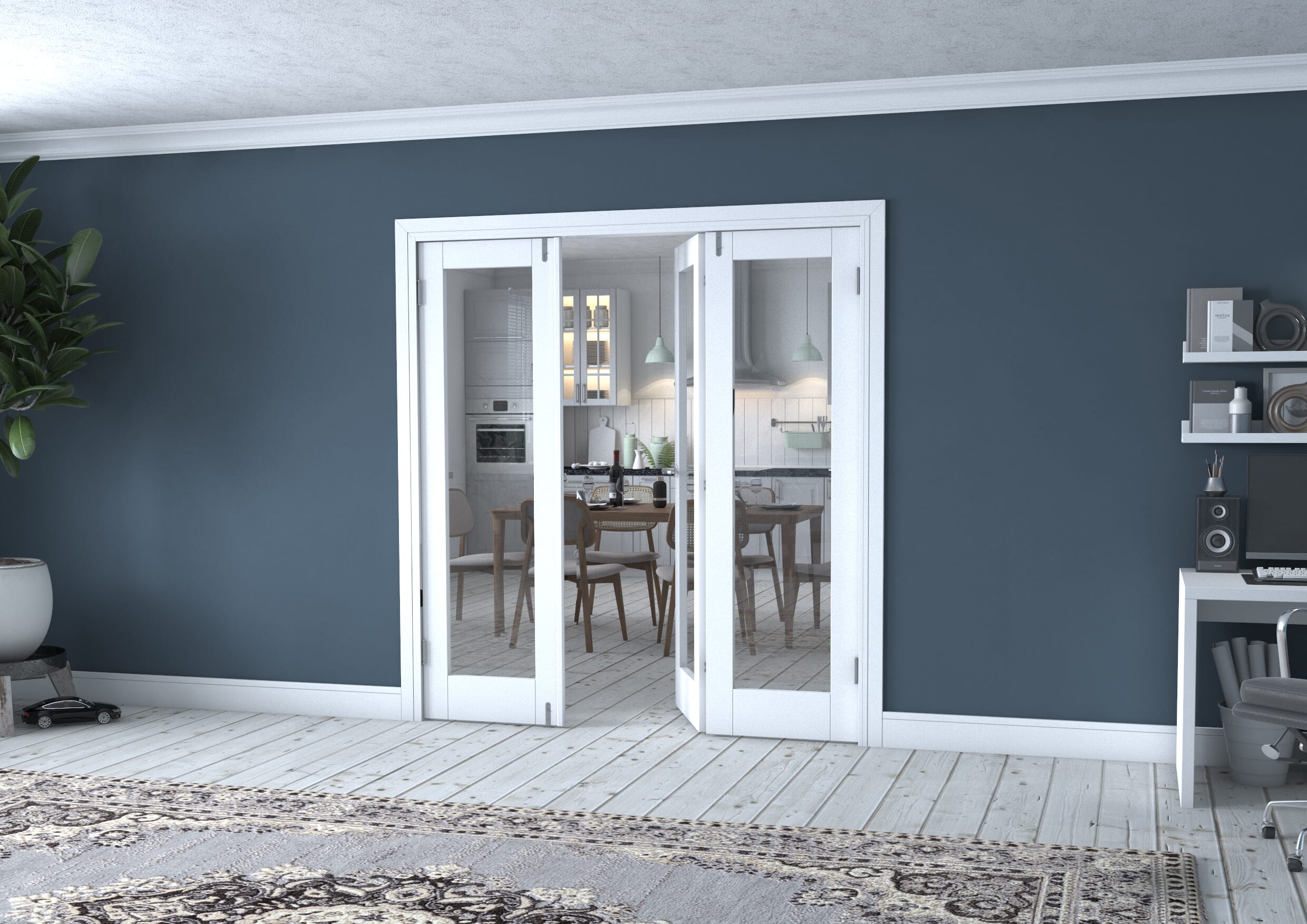 White P10 Frenchfold - Clear (3 x 610mm Doors)