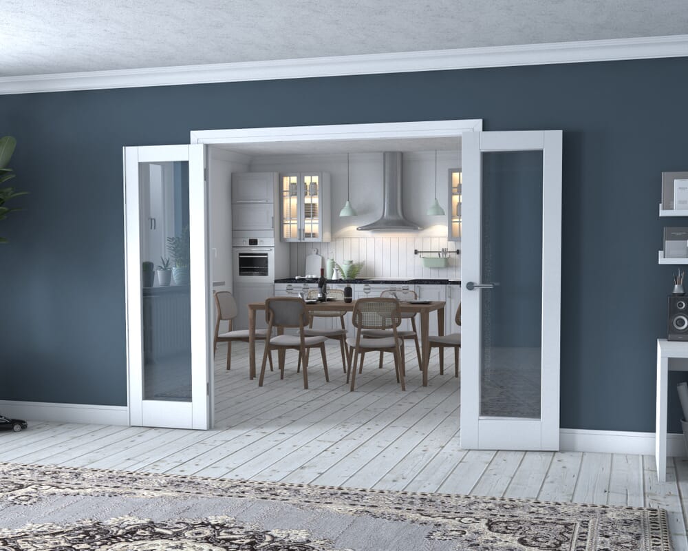 White P10 Frenchfold - Clear (3 x 610mm Doors)