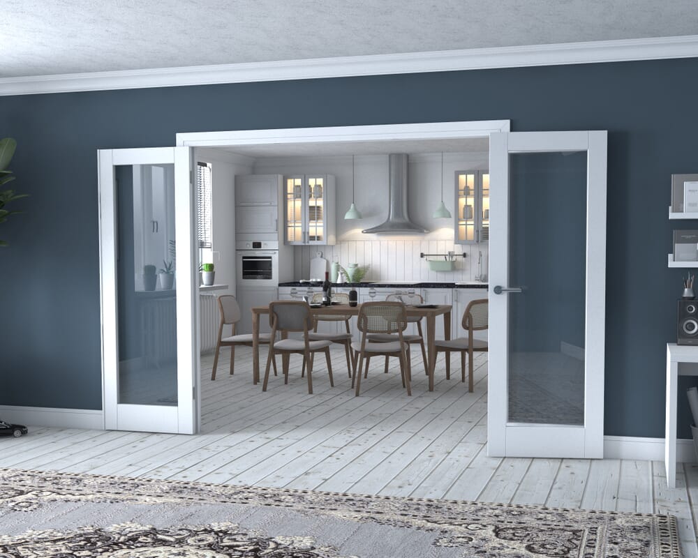 White P10 Frenchfold - Clear (3 x 686mm Doors)
