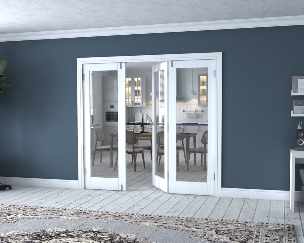 White P10 Frenchfold - Clear (3 x 686mm Doors)