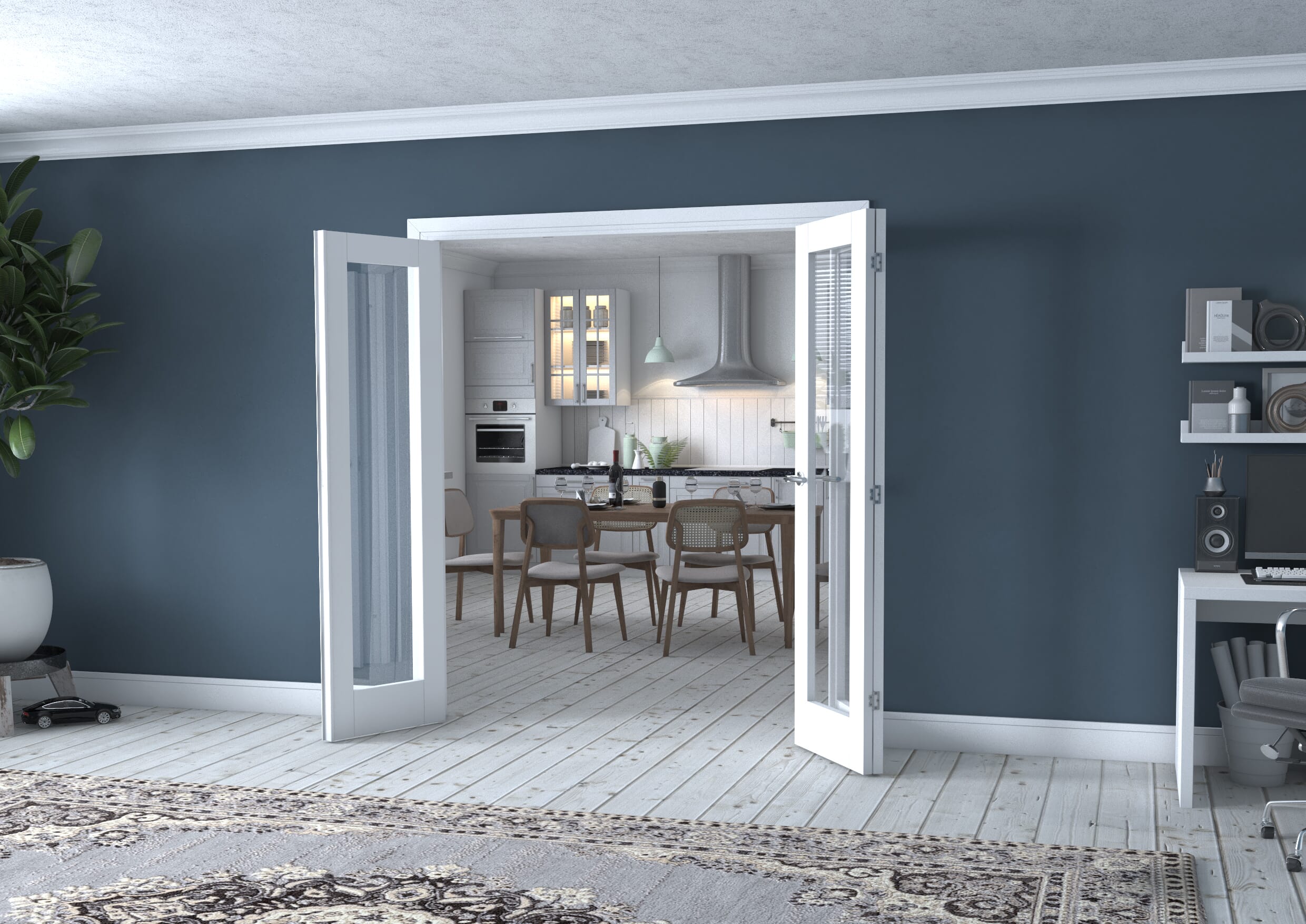 White P10 Frenchfold - Clear (3 x 573mm Doors)