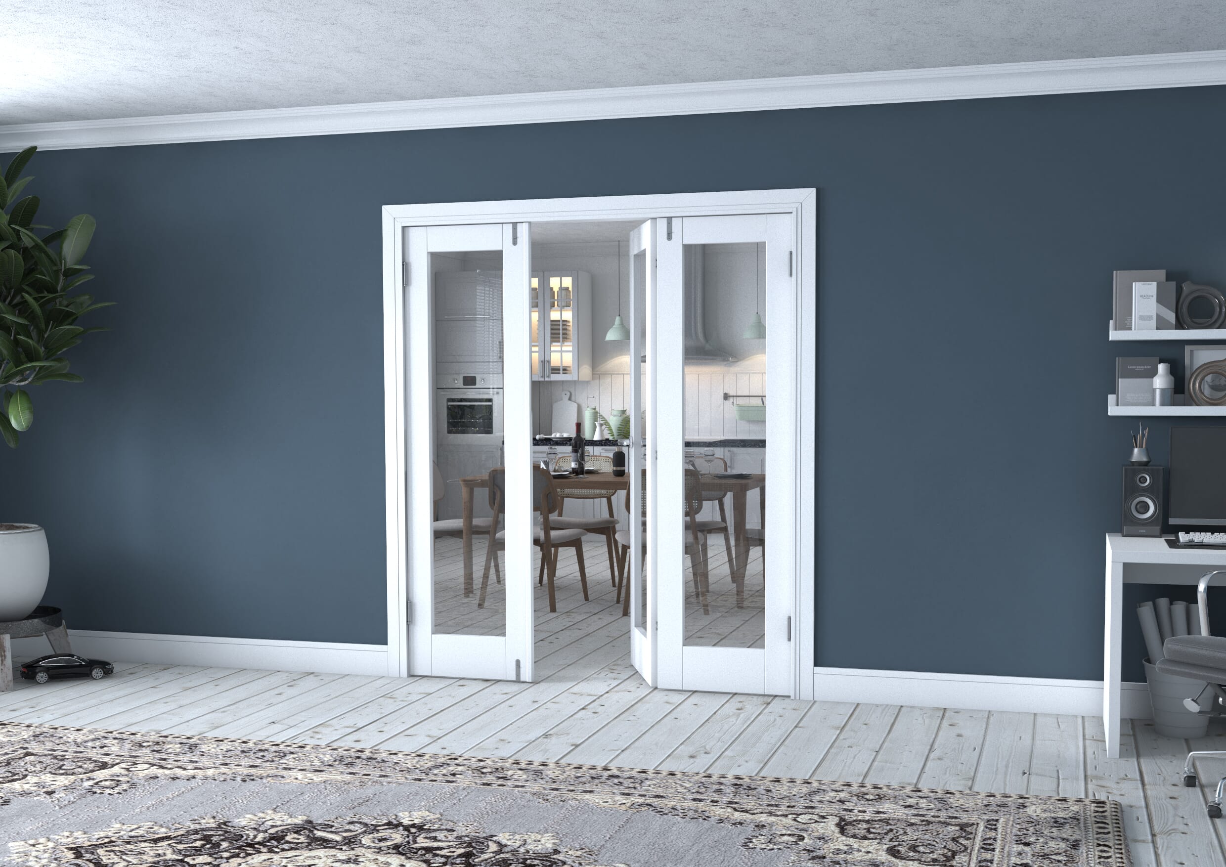 White P10 Frenchfold - Clear (3 x 573mm Doors)