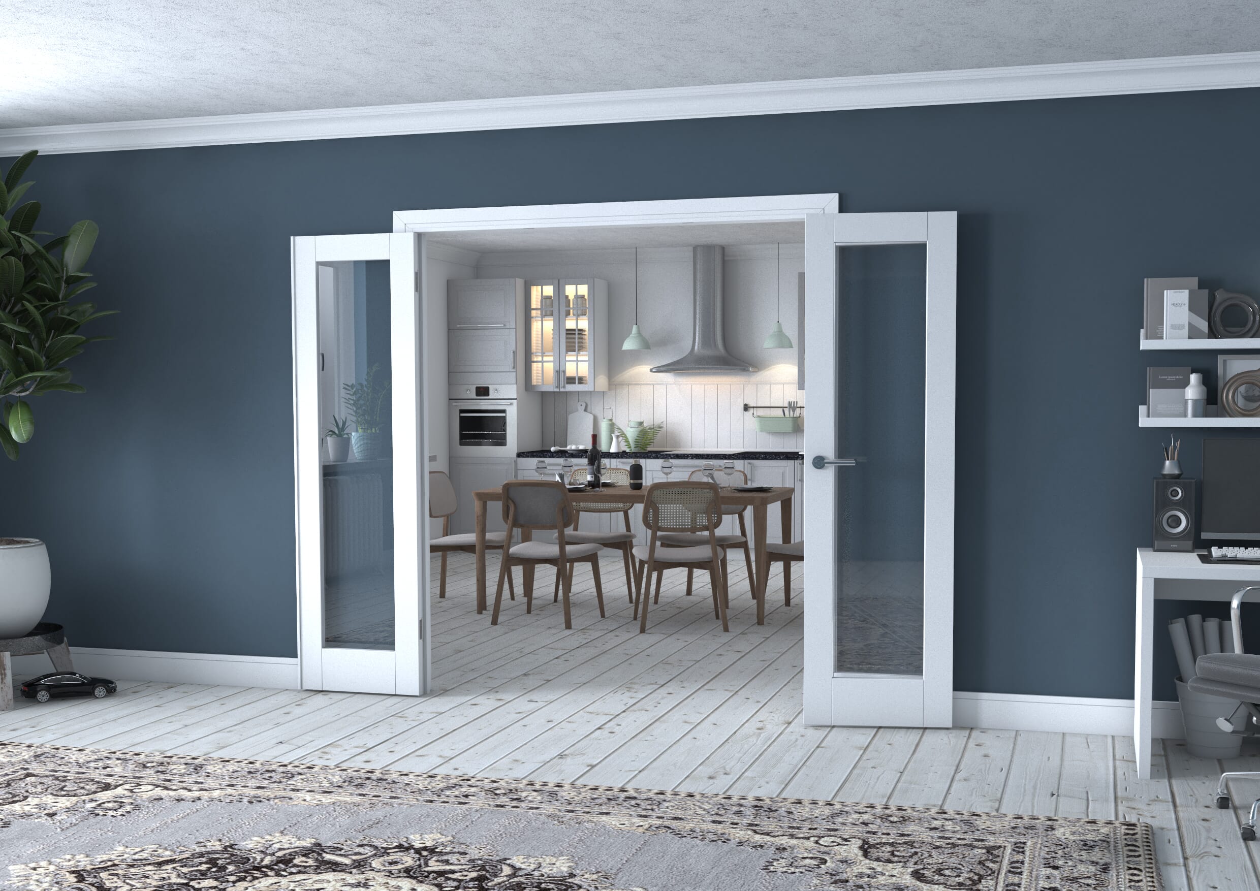 White P10 Frenchfold - Clear (3 x 573mm Doors)
