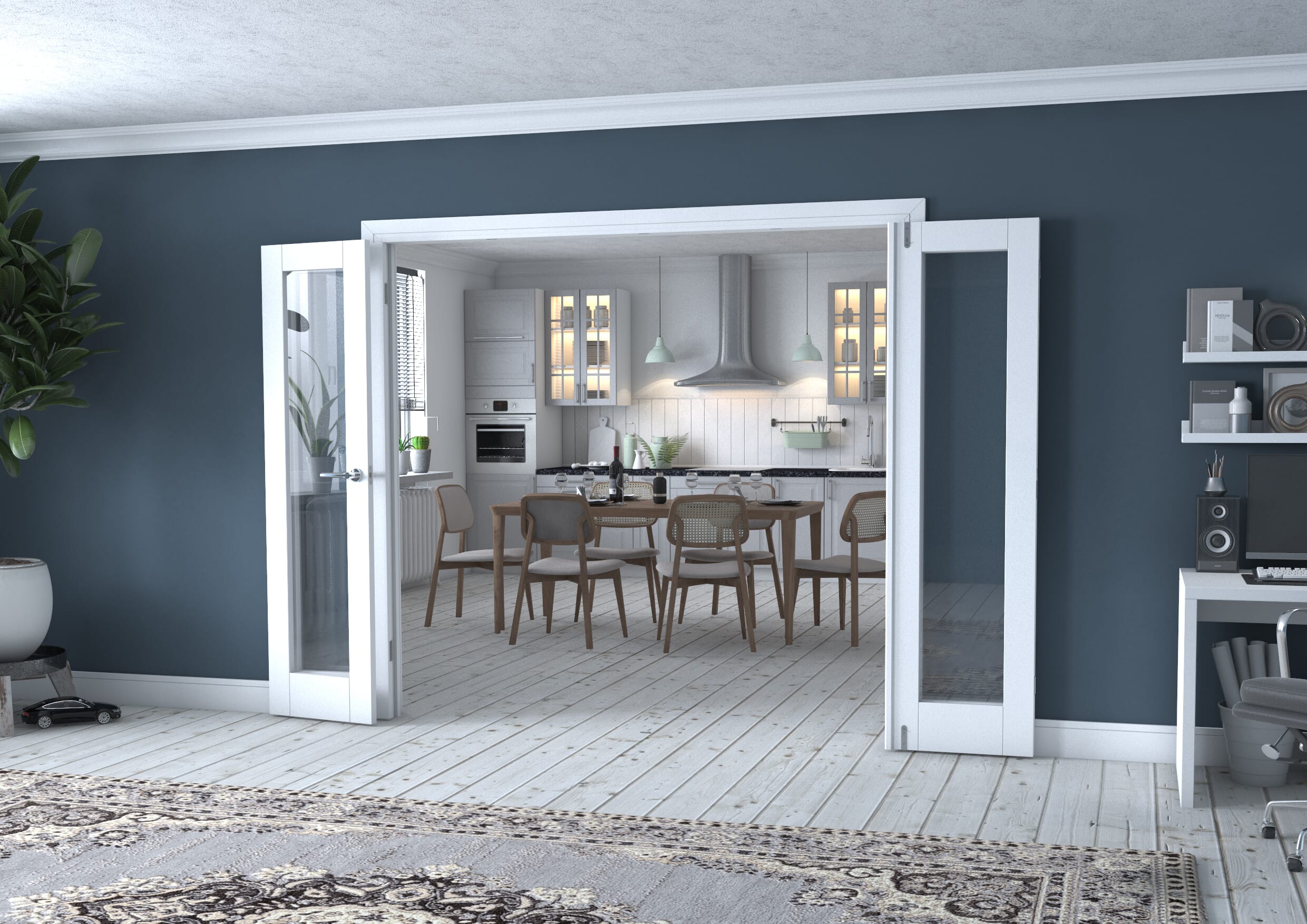 White P10 Frenchfold - Clear (4 x 533mm Doors)