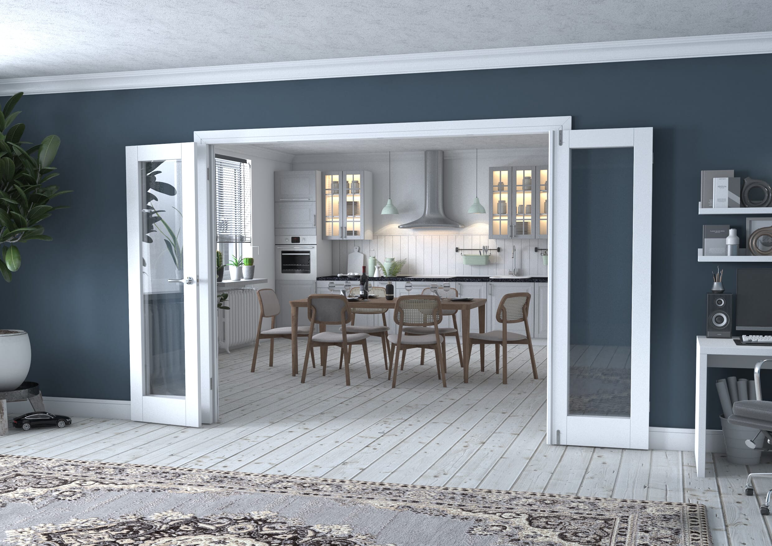 White P10 Frenchfold - Clear (4 x 610mm Doors)