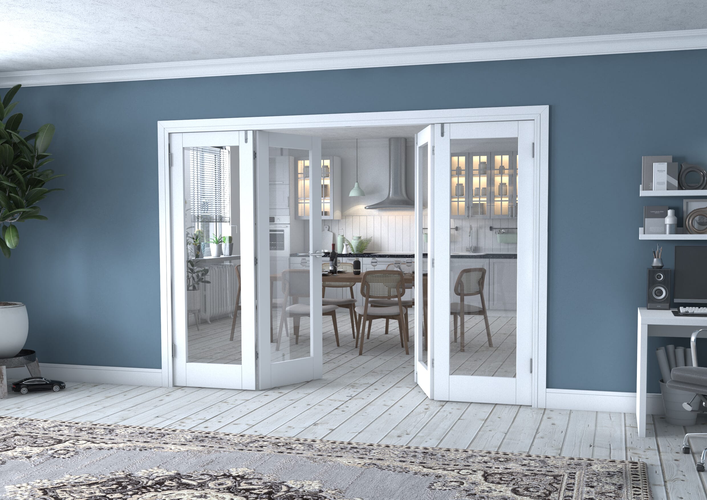 White P10 Frenchfold - Clear (4 x 686mm Doors)