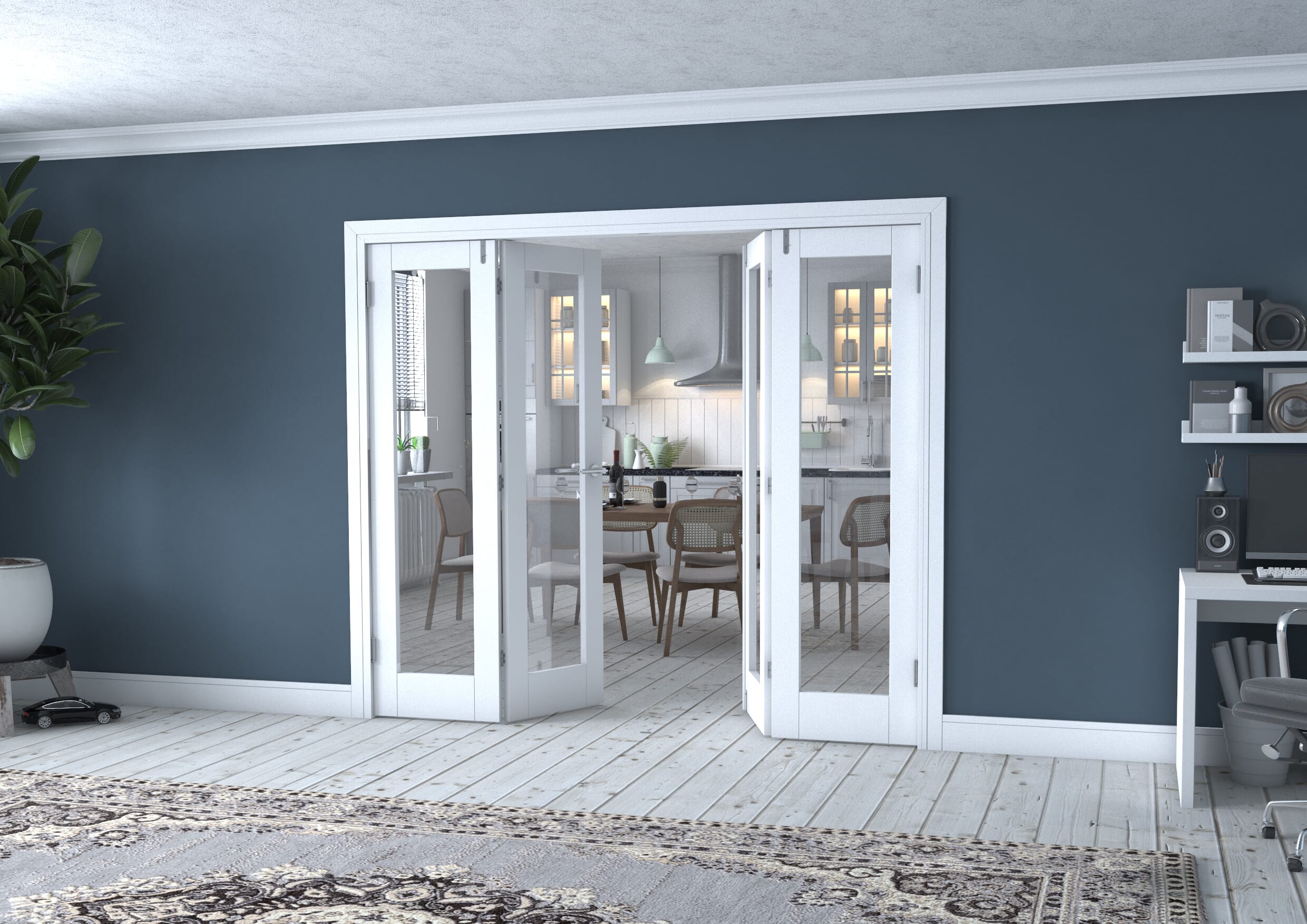 White P10 Frenchfold - Clear (4 x 573mm Doors)