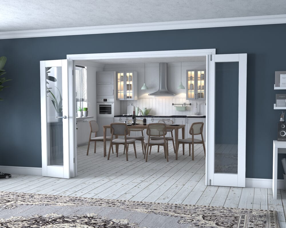 White P10 Frenchfold - Clear (4 x 573mm Doors)