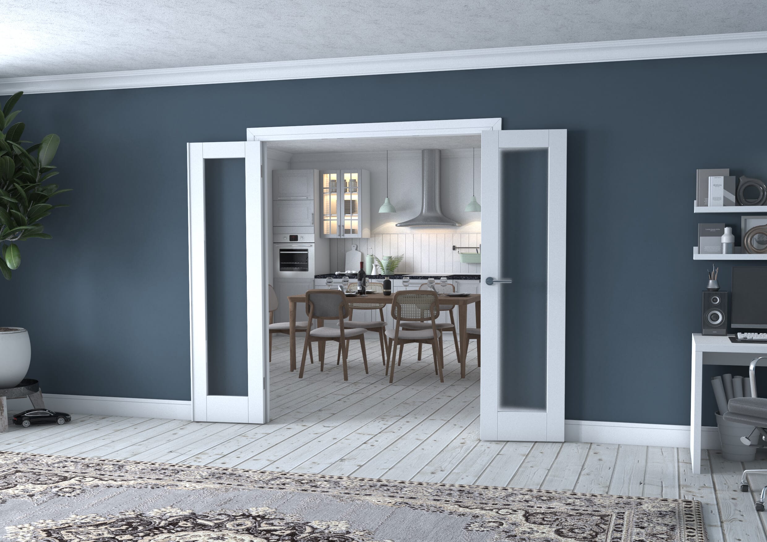 White P10 Frenchfold - Frosted (3 x 533mm Doors)
