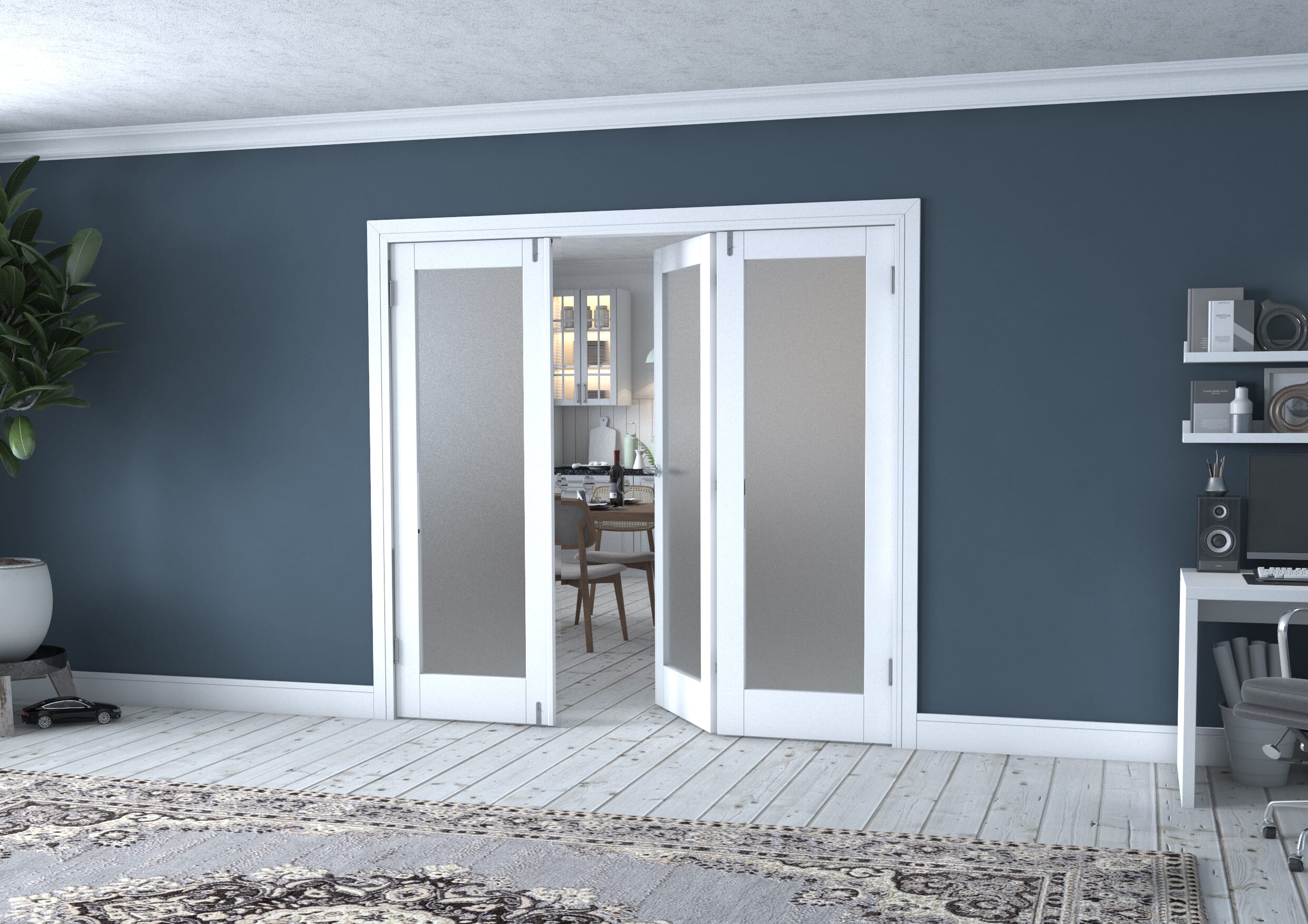 White P10 Frenchfold - Frosted (3 x 686mm Doors)