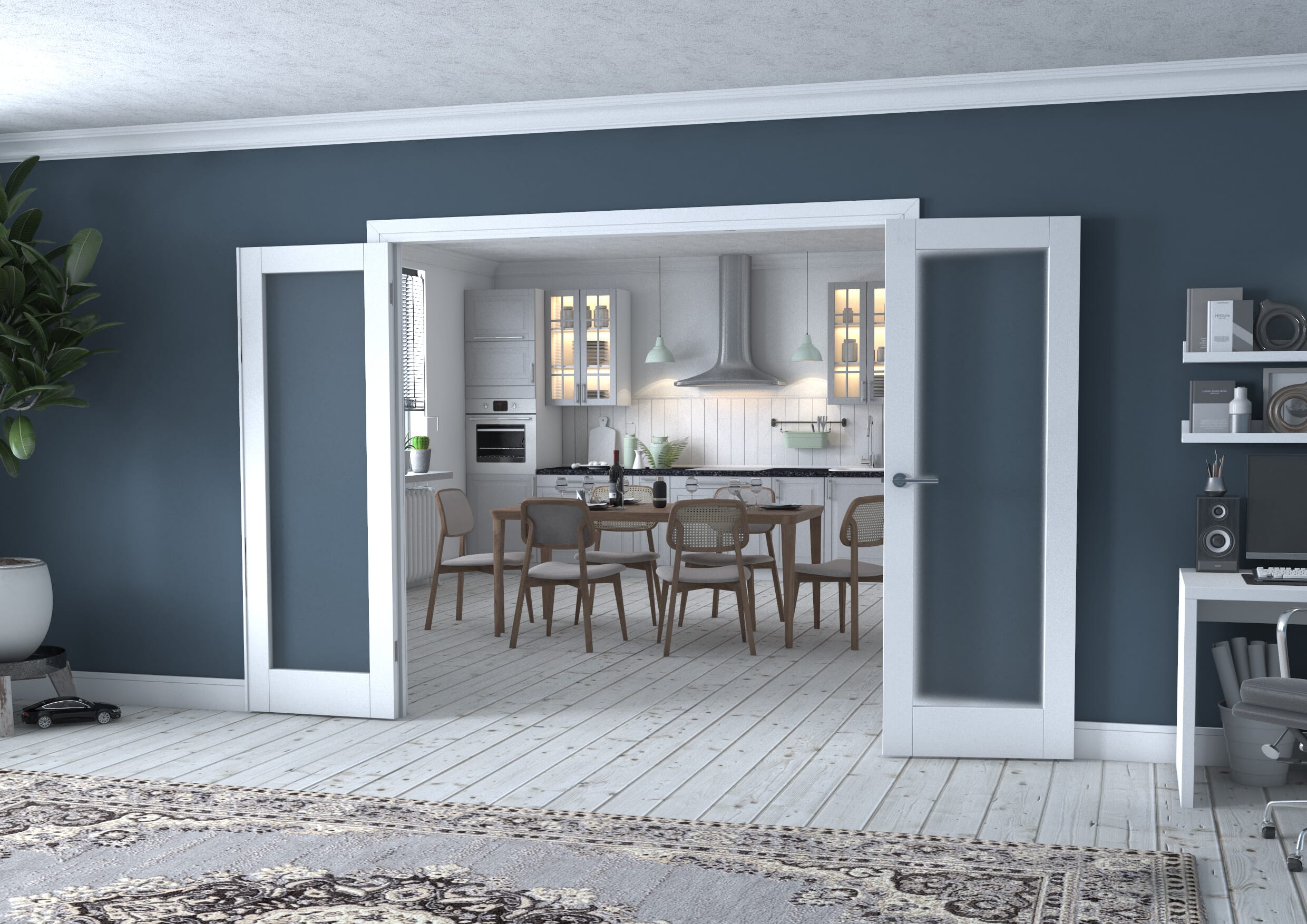 White P10 Frenchfold - Frosted (3 x 686mm Doors)
