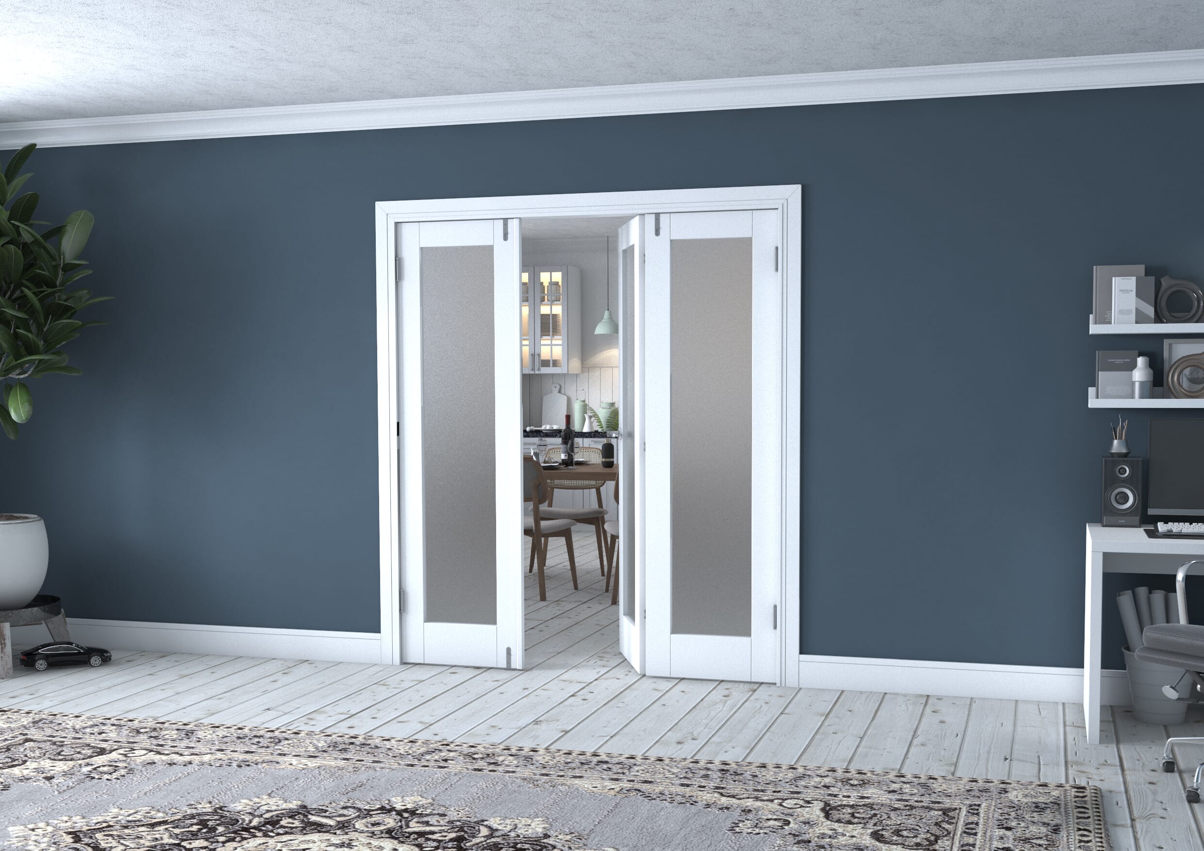 White P10 Frenchfold - Frosted (3 x 573mm Doors)