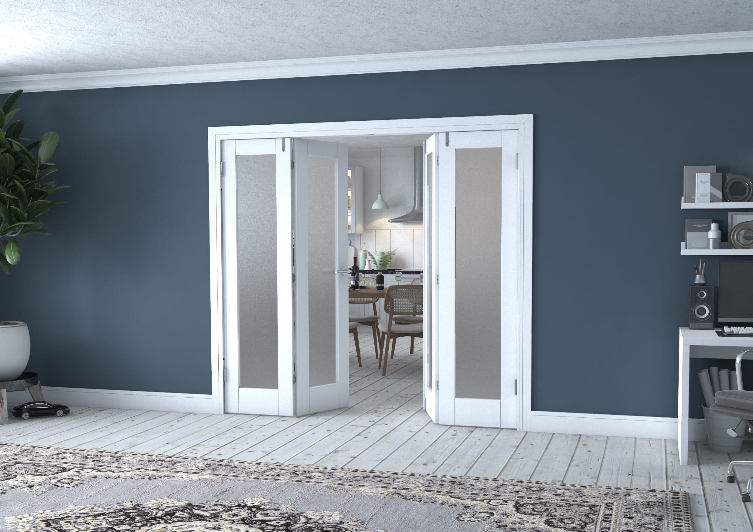 White P10 Frenchfold - Frosted (4 x 533mm Doors)