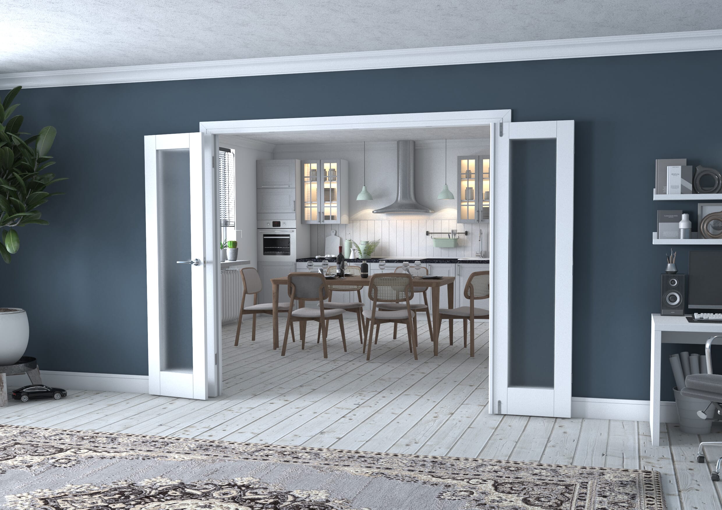 White P10 Frenchfold - Frosted (4 x 533mm Doors)