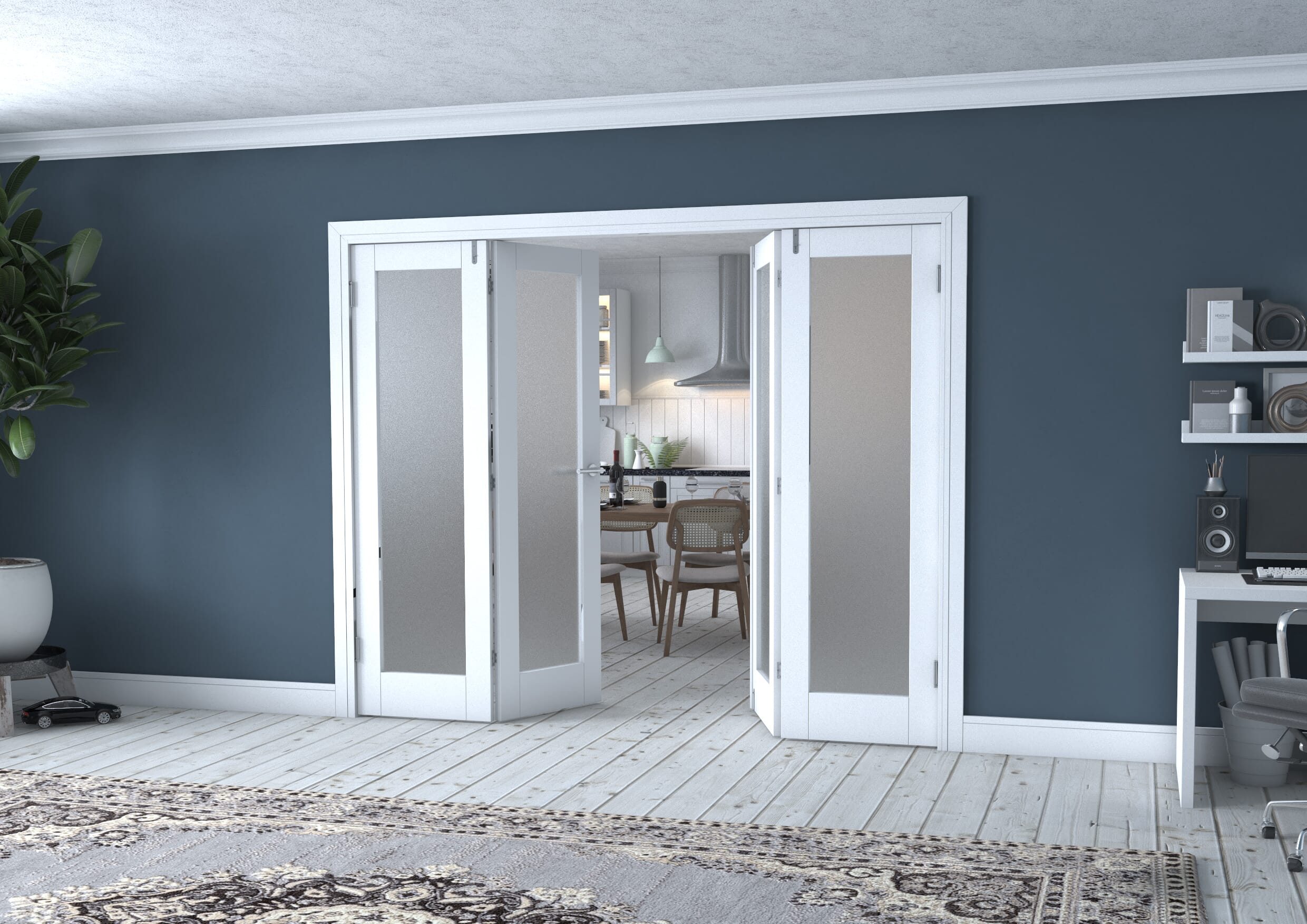 White P10 Frenchfold - Frosted (4 x 610mm Doors)