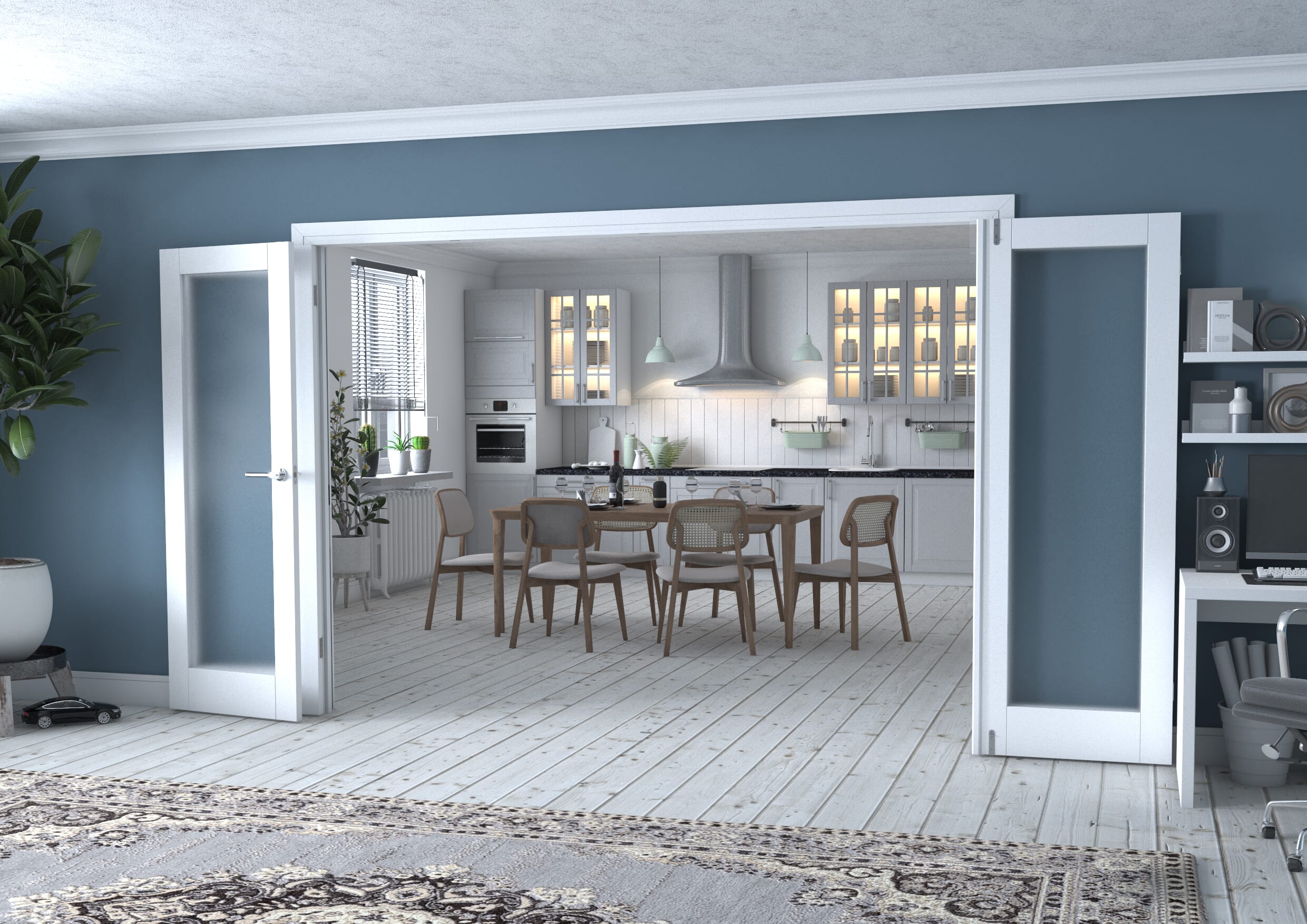 White P10 Frenchfold - Frosted (4 x 686mm Doors)