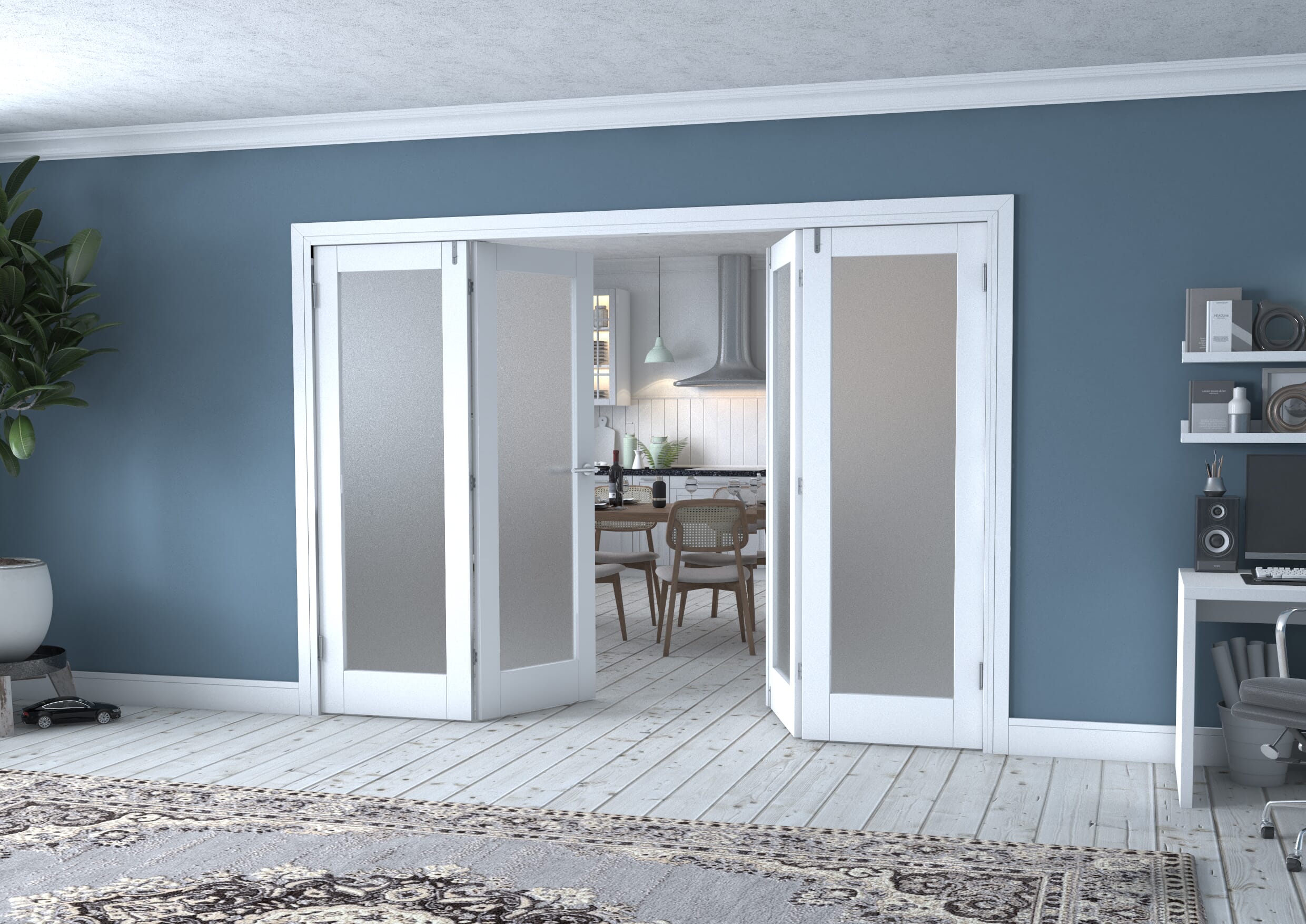 White P10 Frenchfold - Frosted (4 x 686mm Doors)