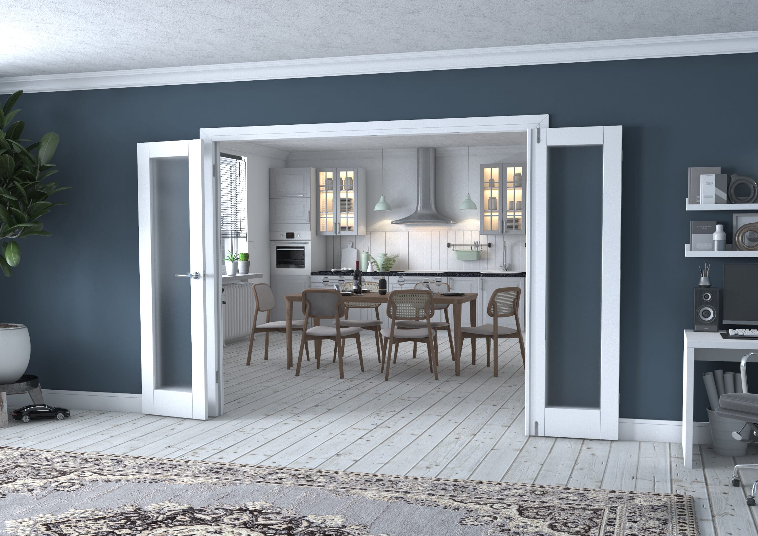 White P10 Frenchfold - Frosted (4 x 573mm Doors)