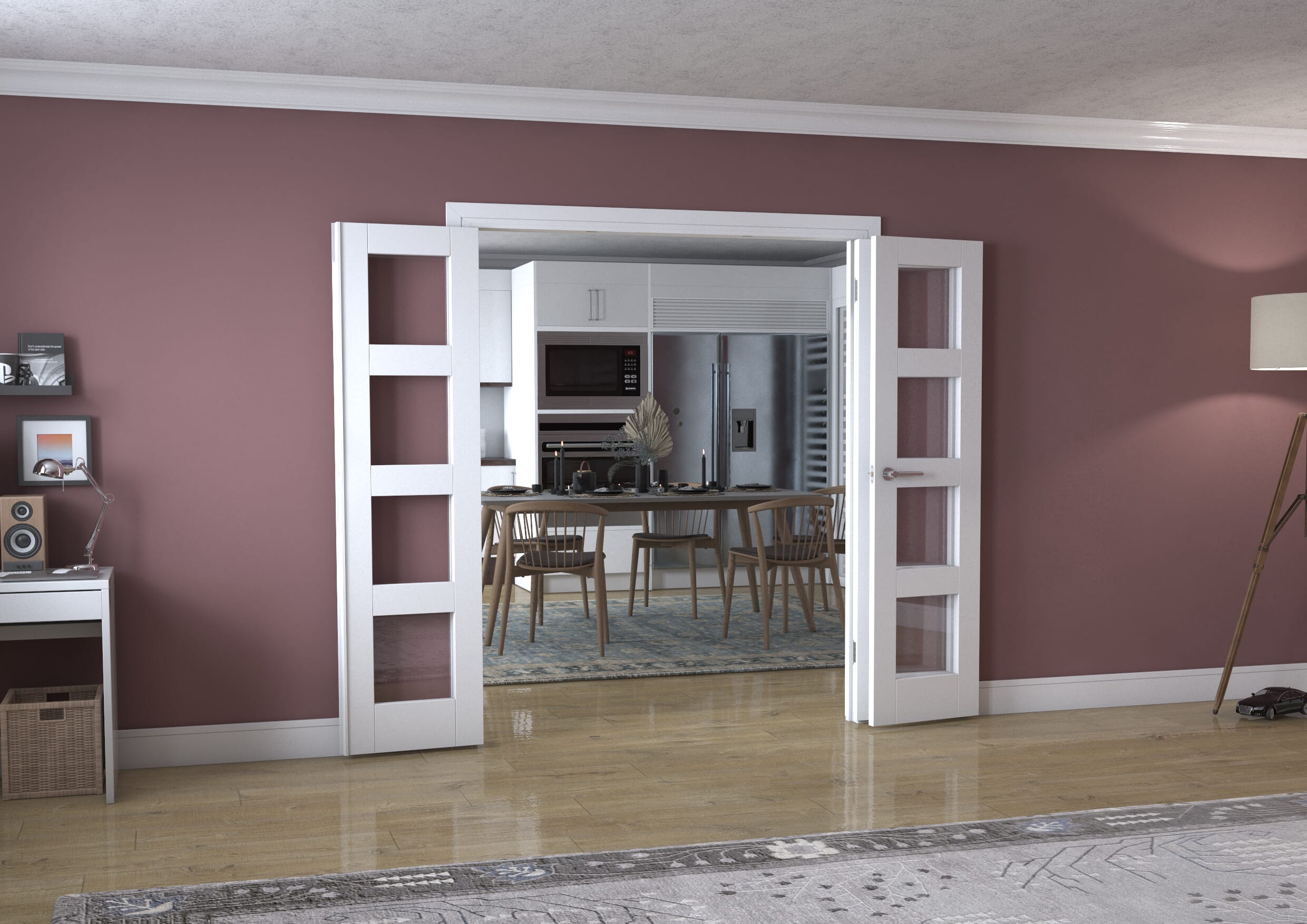 White 4L Frenchfold - Clear (3 x 533mm Doors)