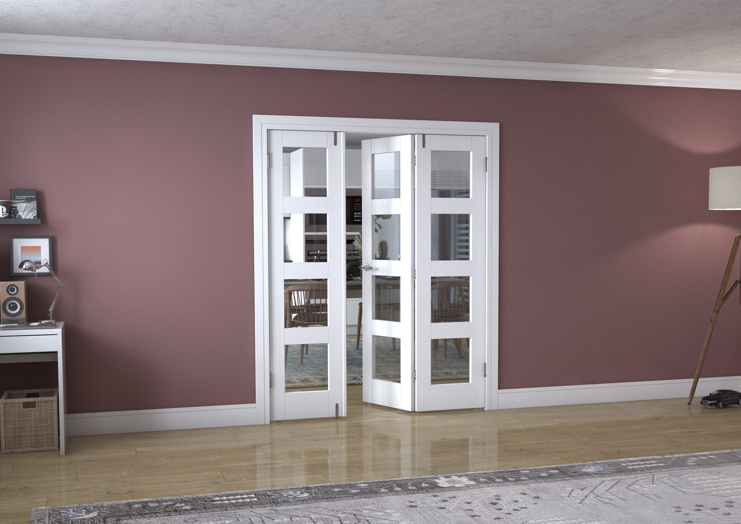 White 4L Frenchfold - Clear (3 x 533mm Doors)