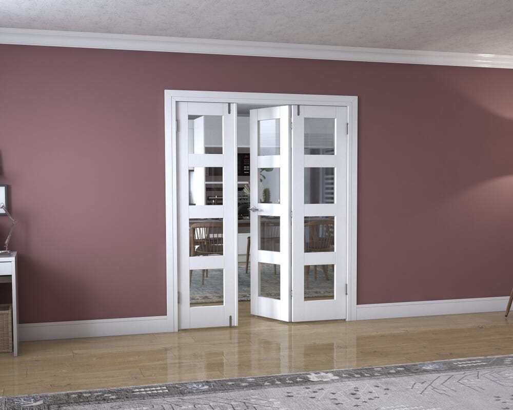 White 4L Frenchfold - Clear (3 x 533mm Doors)