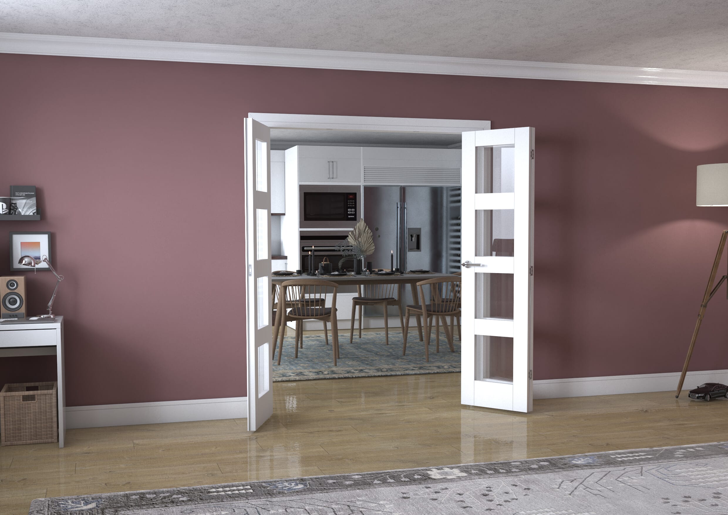 White 4L Frenchfold - Clear (3 x 533mm Doors)