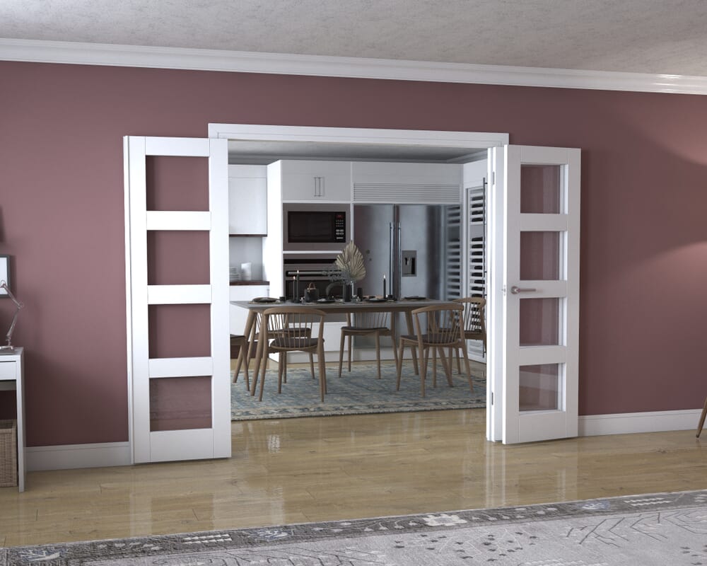 White 4L Frenchfold - Clear (3 x 610mm Doors)