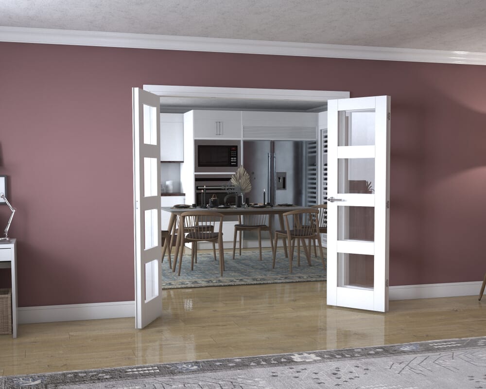 White 4L Frenchfold - Clear (3 x 610mm Doors)