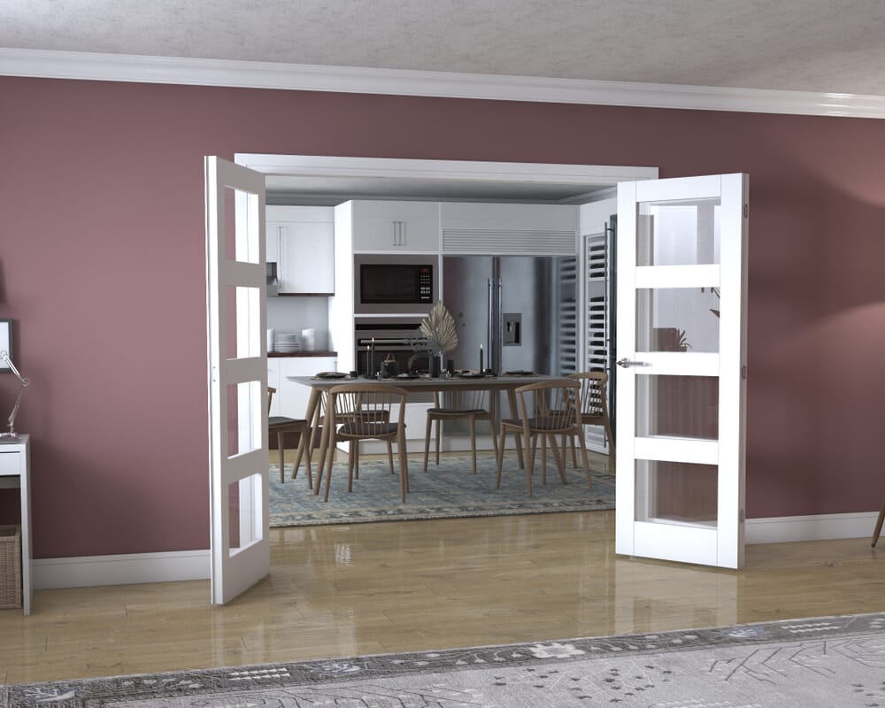 White 4L Frenchfold - Clear (3 x 686mm Doors)