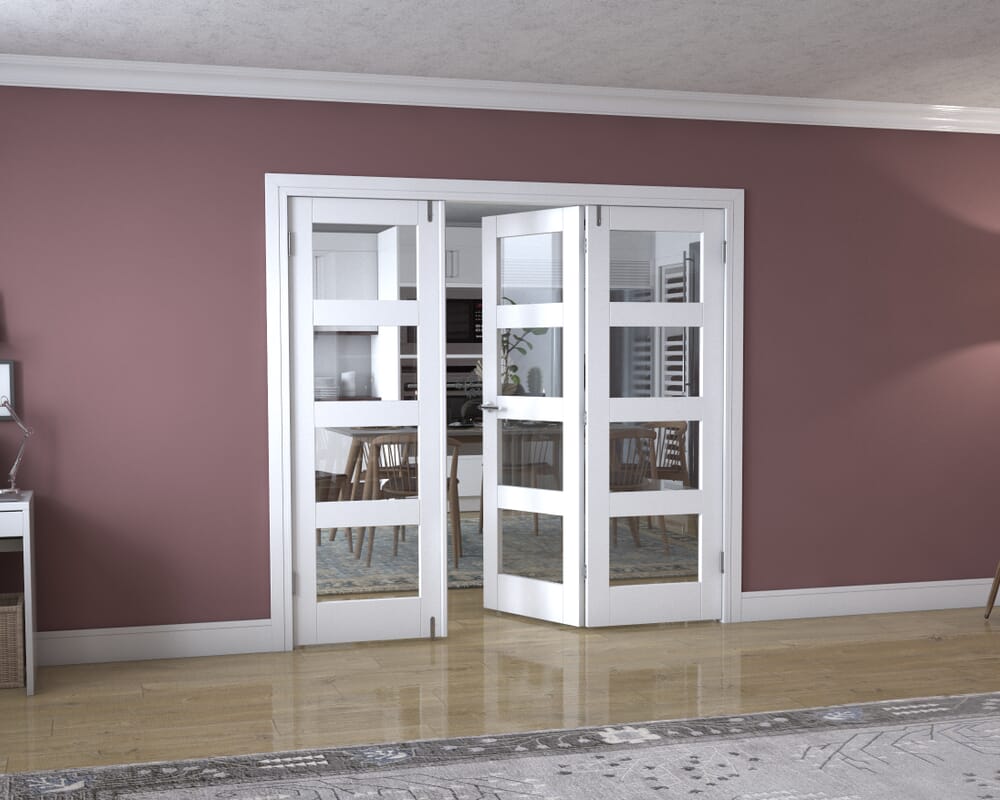 White 4L Frenchfold - Clear (3 x 686mm Doors)