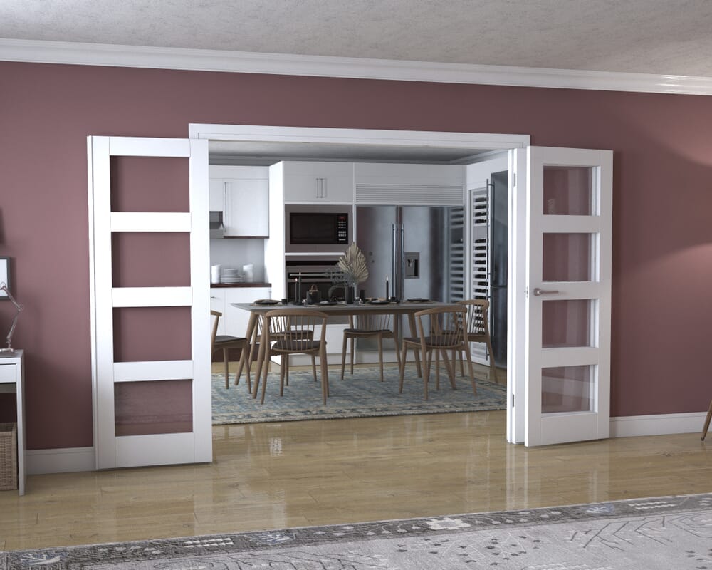White 4L Frenchfold - Clear (3 x 686mm Doors)