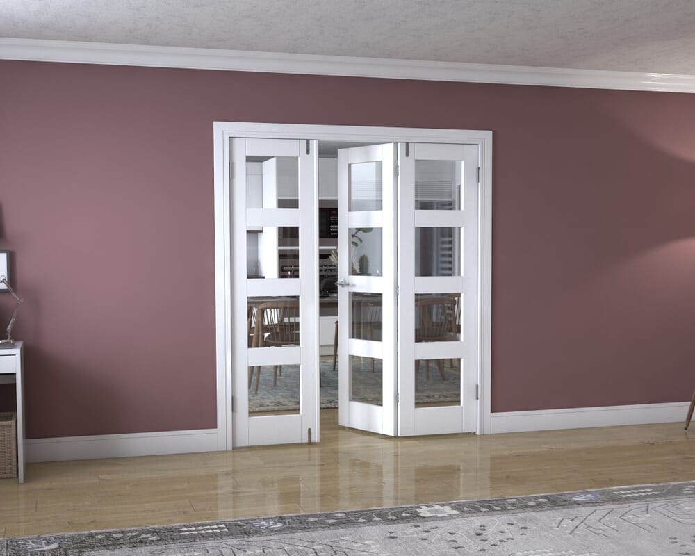 White 4L Frenchfold - Clear (3 x 573mm Doors)