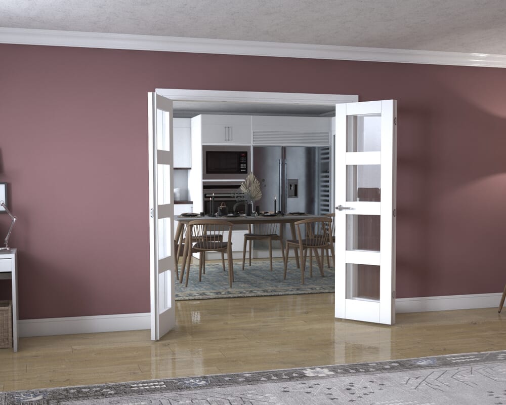 White 4L Frenchfold - Clear (3 x 573mm Doors)
