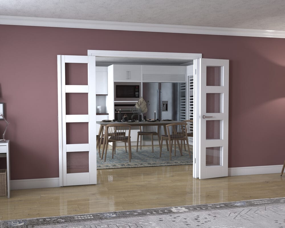 White 4L Frenchfold - Clear (3 x 573mm Doors)