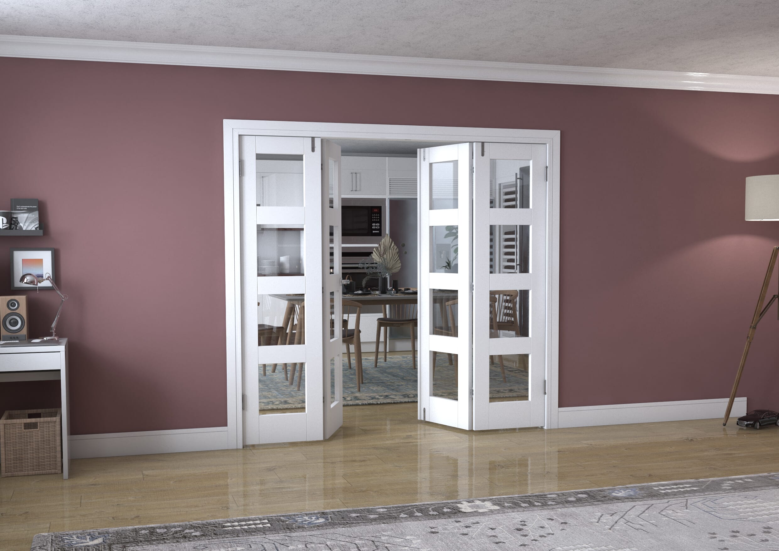 White 4L Frenchfold - Clear (4 x 533mm Doors)