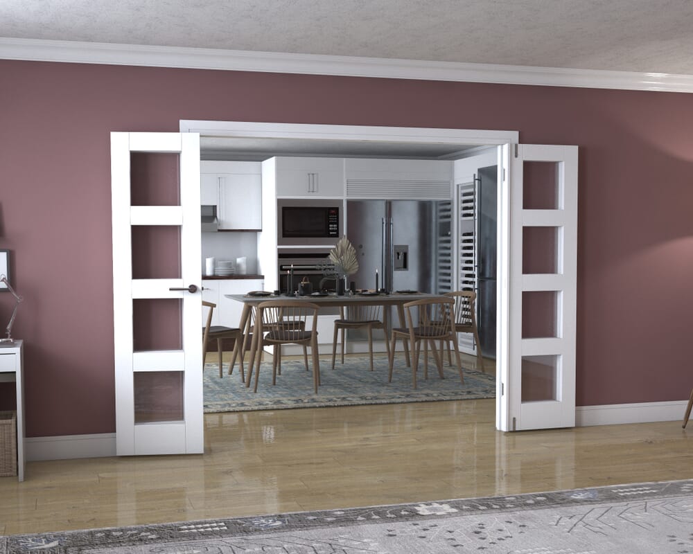 White 4L Frenchfold - Clear (4 x 533mm Doors)
