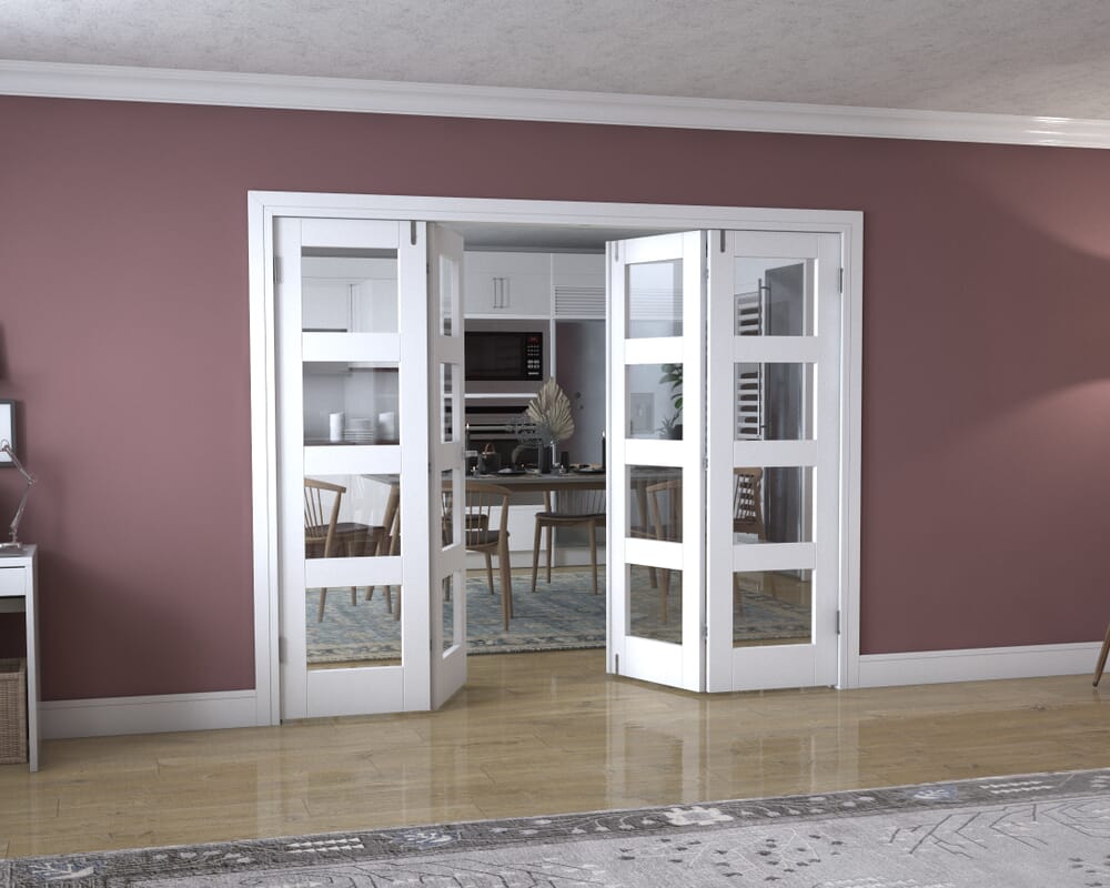 White 4L Frenchfold - Clear (4 x 610mm Doors)