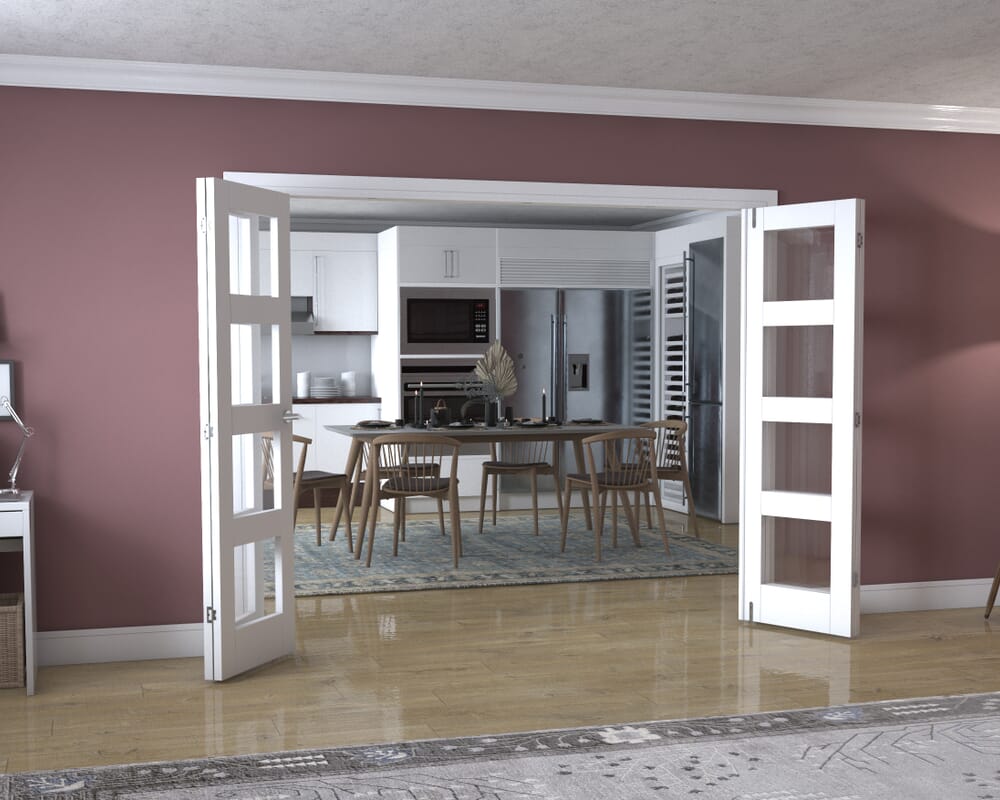White 4L Frenchfold - Clear (4 x 610mm Doors)