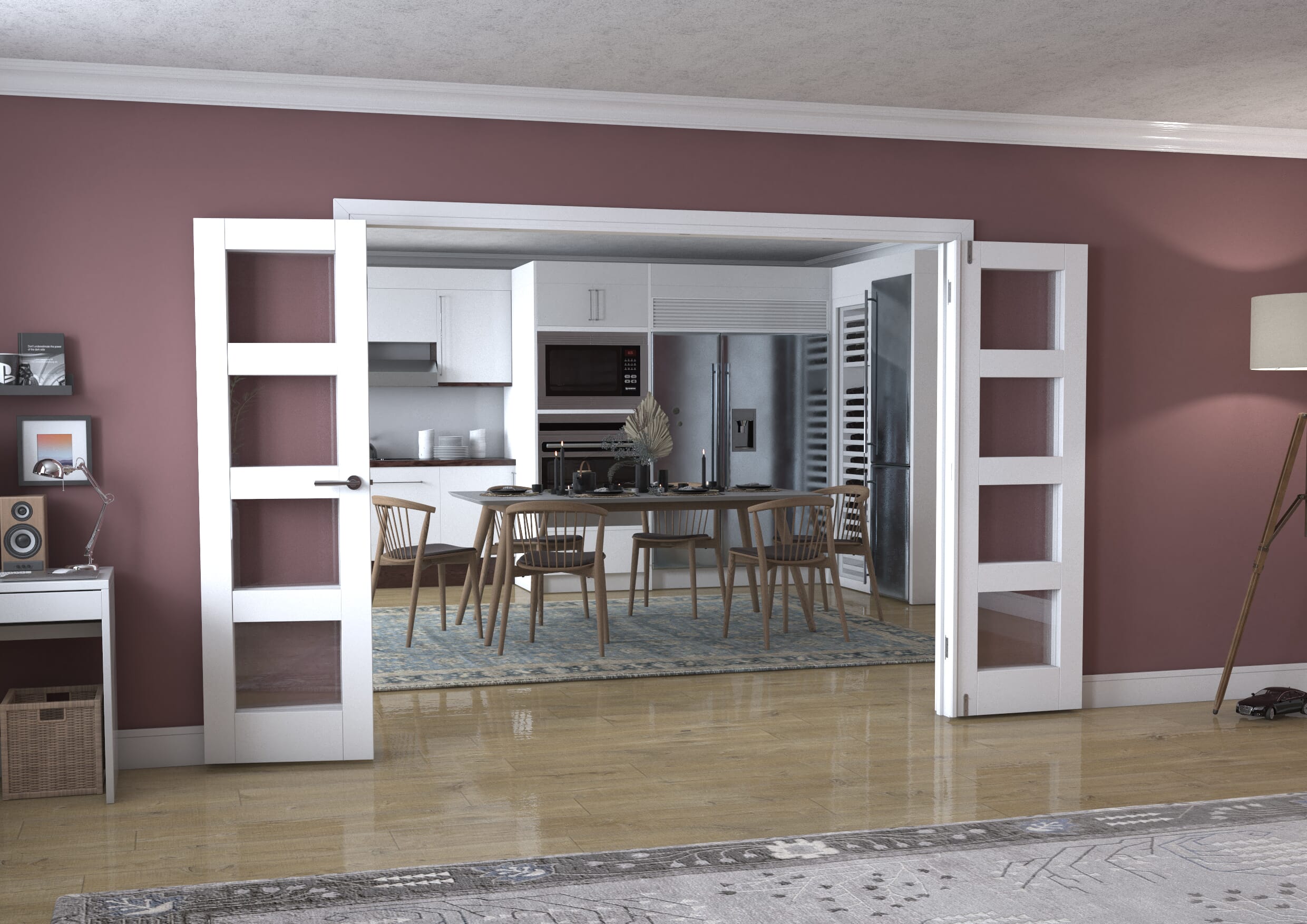 White 4L Frenchfold - Clear (4 x 610mm Doors)